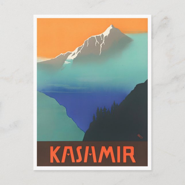 Kashmir India vintage travel Postcard (Front)