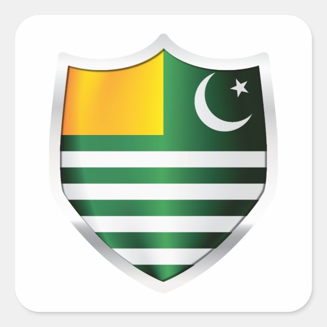 Kashmir Silver Shield Flag Square Sticker (Front)