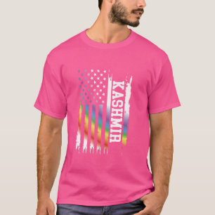 Kashmir United States Distressed Rainbow w US Flag T-Shirt