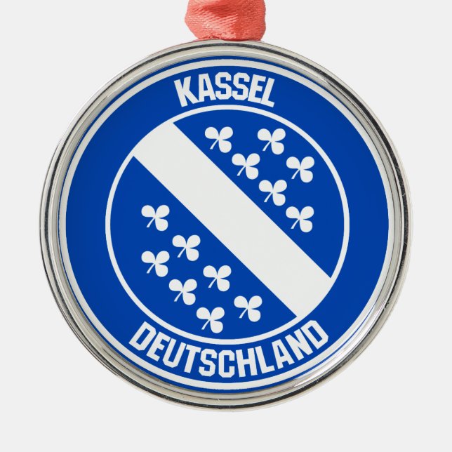Kassel Round Emblem Metal Tree Decoration (Front)