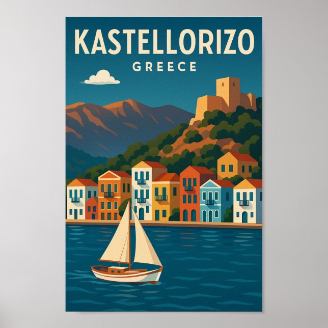 Kastellorizo Greece Vibrant Rustic Poster (Front)