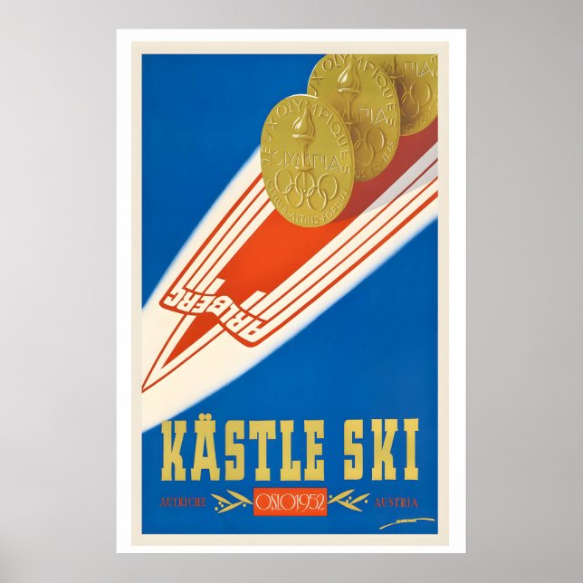 Kastle Ski Austria Oslo 1952 Vintage Ski Poster (Front)