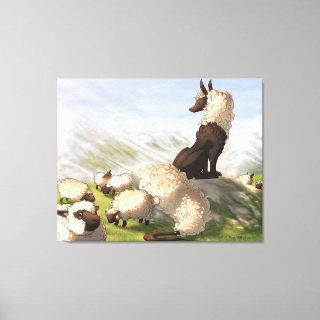 Kastraal Draggo Sheep Guardians - Stretched Canvas Print (Front)