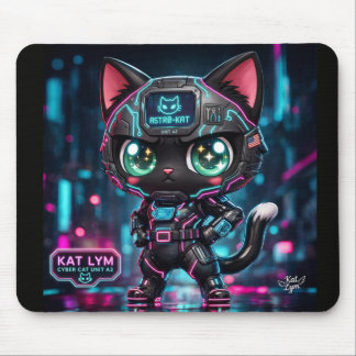 Kat Lym Cyberpunk Mecha Cat Desk Mat - Astro-Kat Mouse Pad