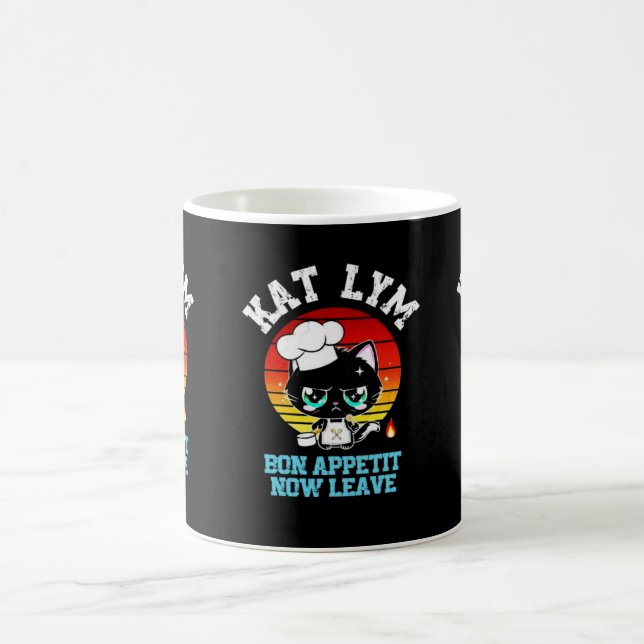 Kat Lym Sarcastic Chef Cat - Bon Appetit Now Leave Coffee Mug (Center)