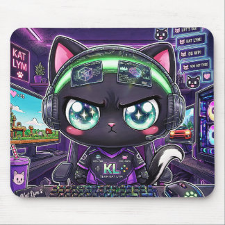 Kat Lym Ultra Gamer Pro Black Cat Mouse Pad