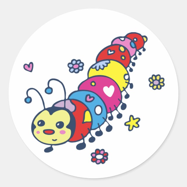 Kat the Caterpillar Classic Round Sticker (Front)