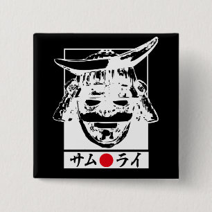 [Katakana] Samurai white character 15 Cm Square Badge