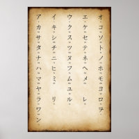 Katakana With Romaji Japanese Antique Style