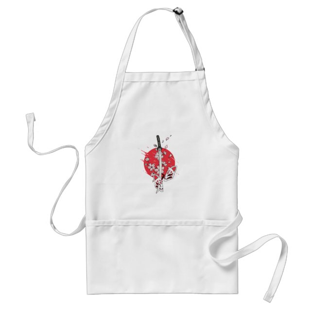 Katana cherry blossom fox mask standard apron (Front)