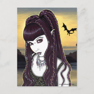 Katana Gothic Dragon Goddess Postcard