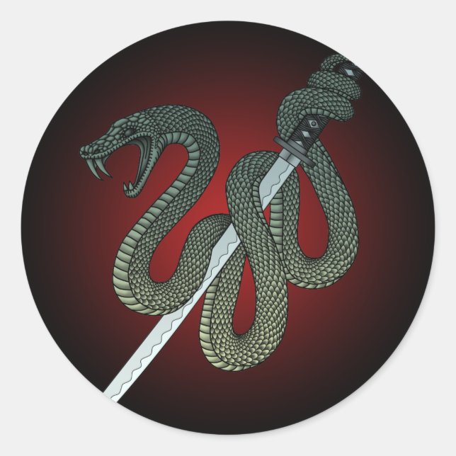Katana Snake 1 Classic Round Sticker (Front)