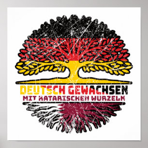 Katar Katarisch Deutsch Deutschland Baum Wurzel Poster