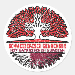Katar Katarisch Schweizer Schweiz Baum Wurzel Classic Round Sticker