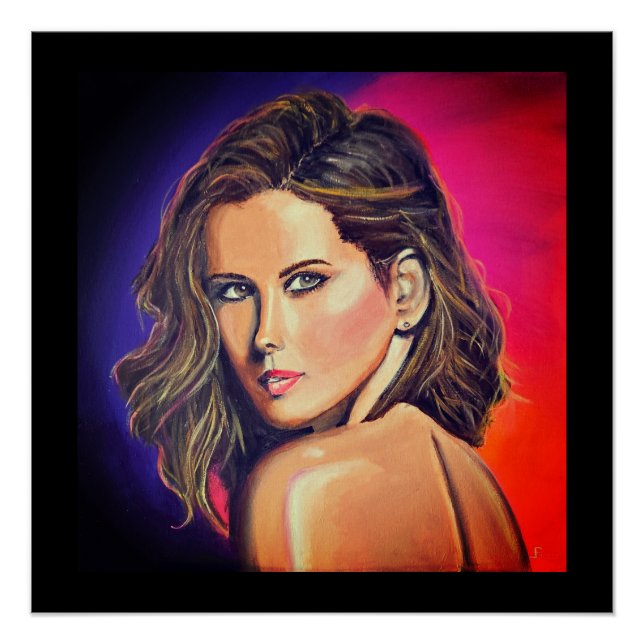 Kate Beckinsale Portrait in Pop Art Style Poster (Front)