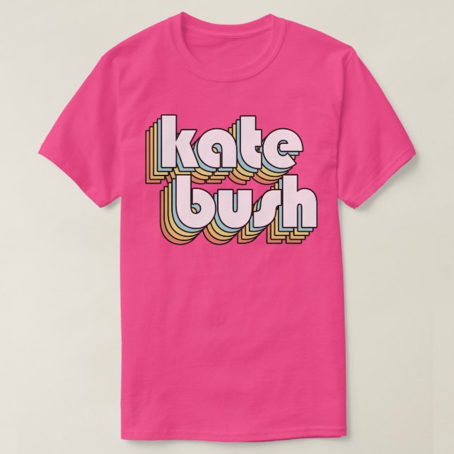 Kate Bush Retro Rainbow Typography Faded Style T-Shirt (Design Front)