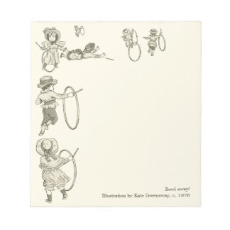 Kate Greenaway Hoop rolling children Bowl away Notepad