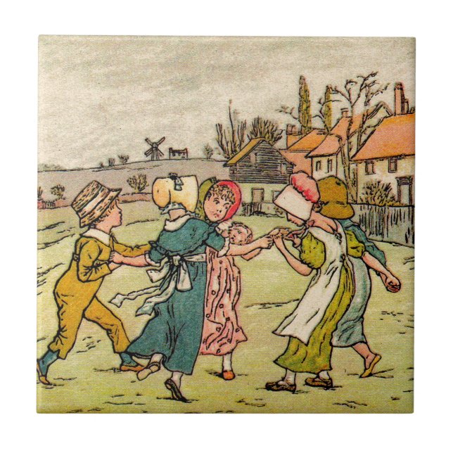 Kate Greenaway Ring Around the Rosey Tile (Front)