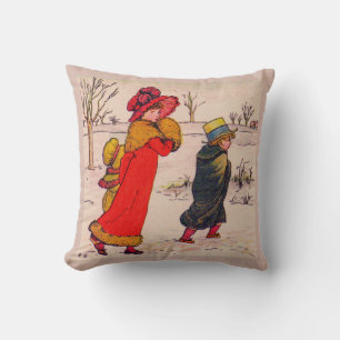 Kate Greenaway winter scene Cushion