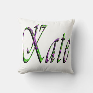 Kate, Name, Logo, White Throw Cushion