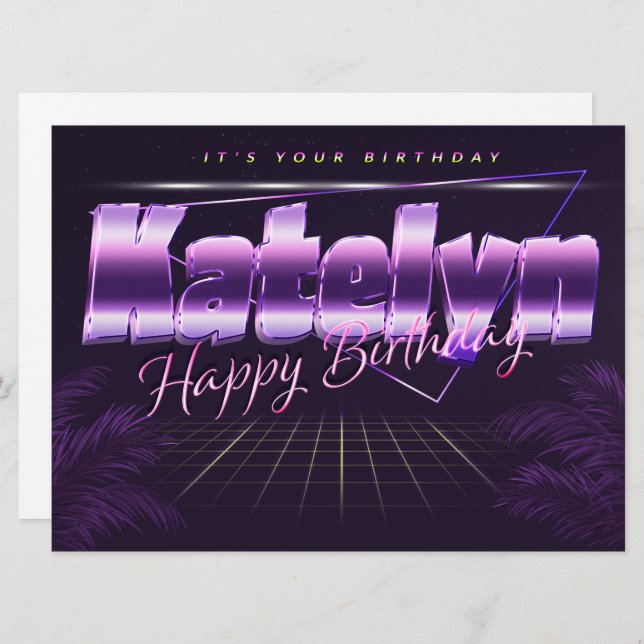 Katelyn Name First name pura retro card Birthday (Front/Back)
