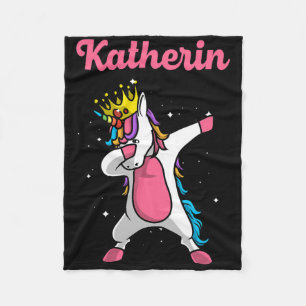 Katherin Name Personalised Birthday Dabbing Unicor Fleece Blanket