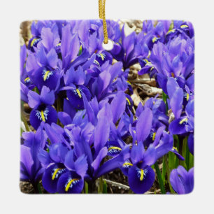 Katherine Hodgkin Irises Purple Spring Floral Ceramic Ornament