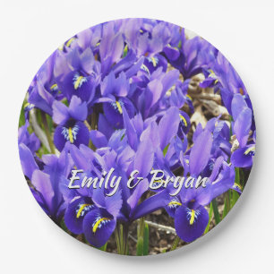 Katherine Hodgkin Irises Purple Spring Floral Paper Plate