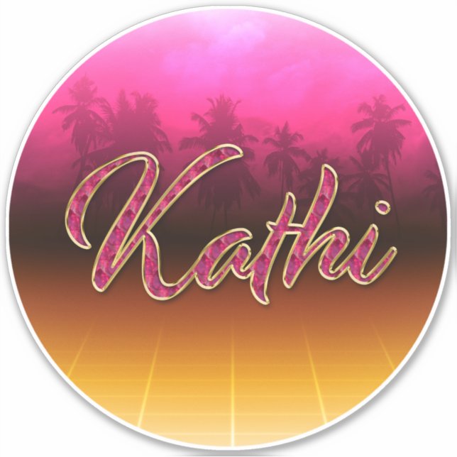 Kathi First Name Golden pink Sticker (Front)