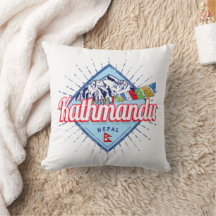 Kathmandu Mountains Nepal Retro Flags Souvenir Cushion