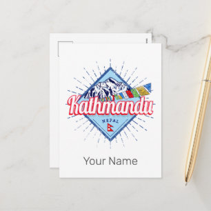 Kathmandu Mountains Nepal Retro Flags Souvenir Holiday Postcard