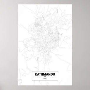 Kathmandu, Nepal (black on white) Poster