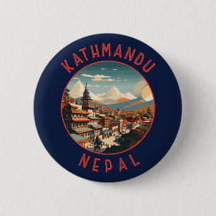 Kathmandu Nepal Retro Distressed Circle 6 Cm Round Badge