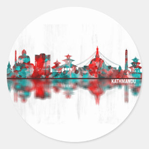 Kathmandu Nepal Skyline Classic Round Sticker