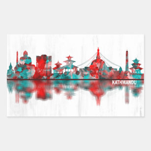 Kathmandu Nepal Skyline Rectangular Sticker