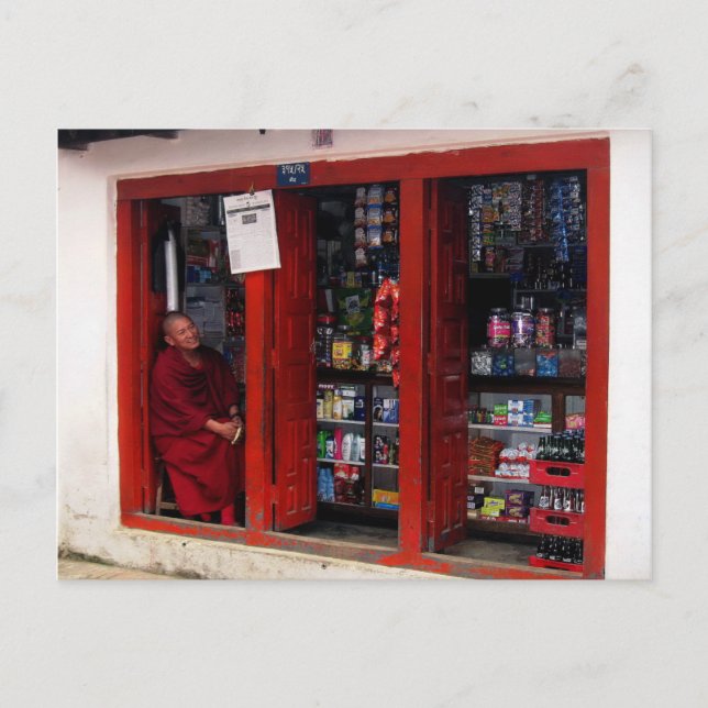 Kathmandu Nepal Travel Smiling Buddhist Monk Postcard (Front)