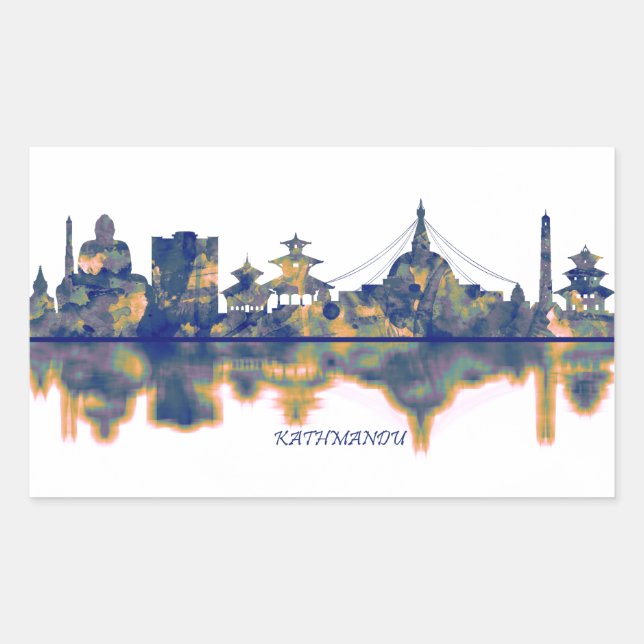 Kathmandu Skyline Rectangular Sticker (Front)