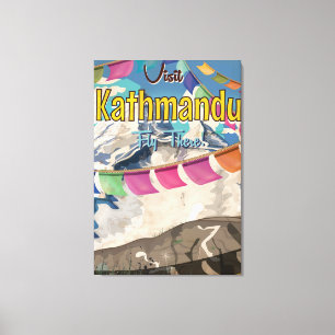 Kathmandu Vintage Travel poster Canvas Print