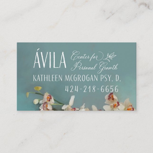 Kathy Custom Business Card Blue Orchid (Front)