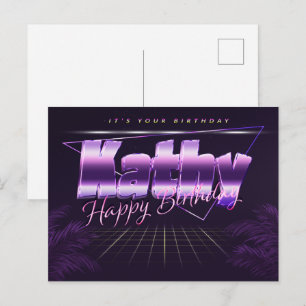 Kathy Name Vorname lila Postkarte Geburtstag Postcard