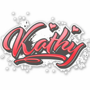Kathy red Heart Graffiti Sticker