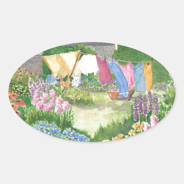 Kathy's Laundry on Monhegan Is. Me. Oval Sticker (Front)