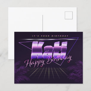 Kati Name Vorname lila Postkarte Geburtstag Postcard