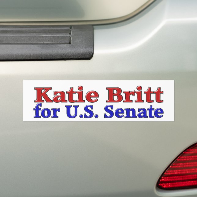 Katie Britt for Senate with red blue text   Bumper Sticker (On Car)