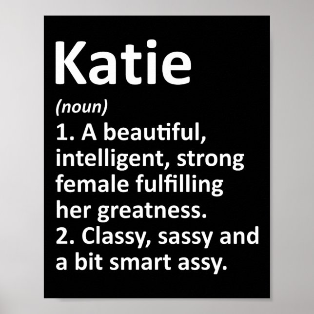 Katie Definition Personalised Name Funny Christmas Poster (Front)