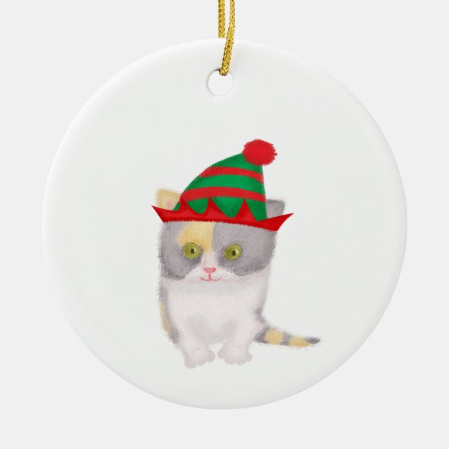 Katie kitten personalised Christmas tree ornament (Front)