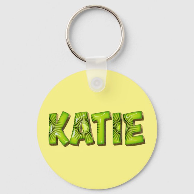 Katie Name Kiwi Design Keychain (Front)