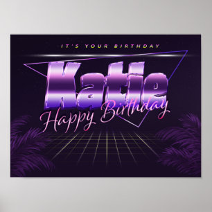 Katie Name Vorname lila retro Poster Geburtstag