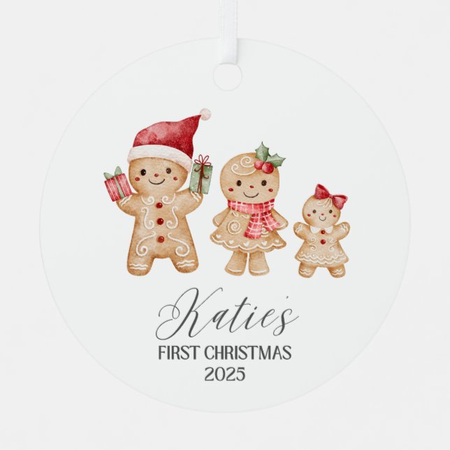 Katie Personalized Baby's First Christmas Metal Tree Decoration (Front)