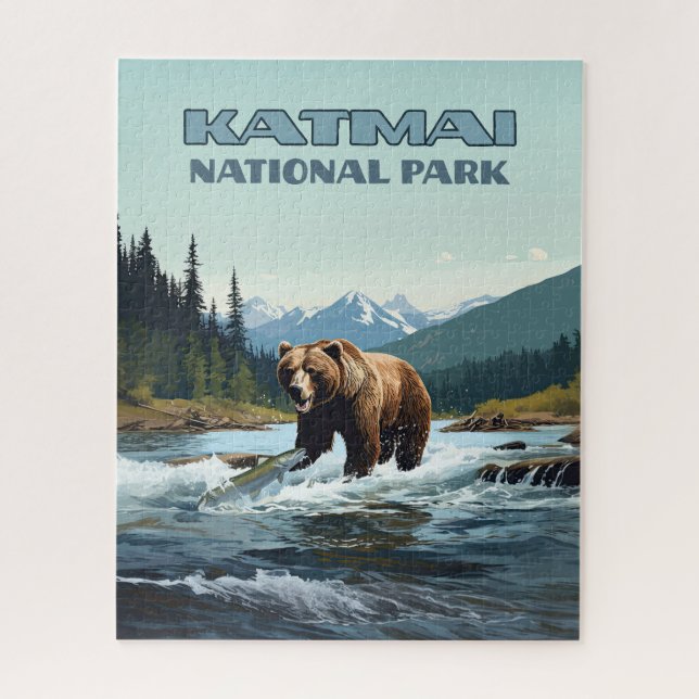 Katmai National Park Alaska Bear Brooks River Jigsaw Puzzle (Vertical)